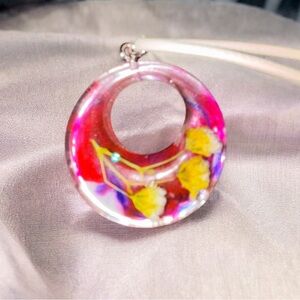 Hand Crafted Pink and Yellow Floral Necklace